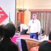 Bos Beye saat dalam sambutan perdananya usai ditetapkan sebagai Ketua Kadin Purwakarta periode 2026-2031 dalam gelaran Muskab Kadin Kabupaten Purwakarta di Prime Plaza Hotel, Selasa 9 Juni 2026.